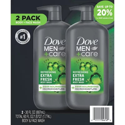 DOVE MEN+CARE BODY & FACE WASH EXTRA FRESH 1.77L