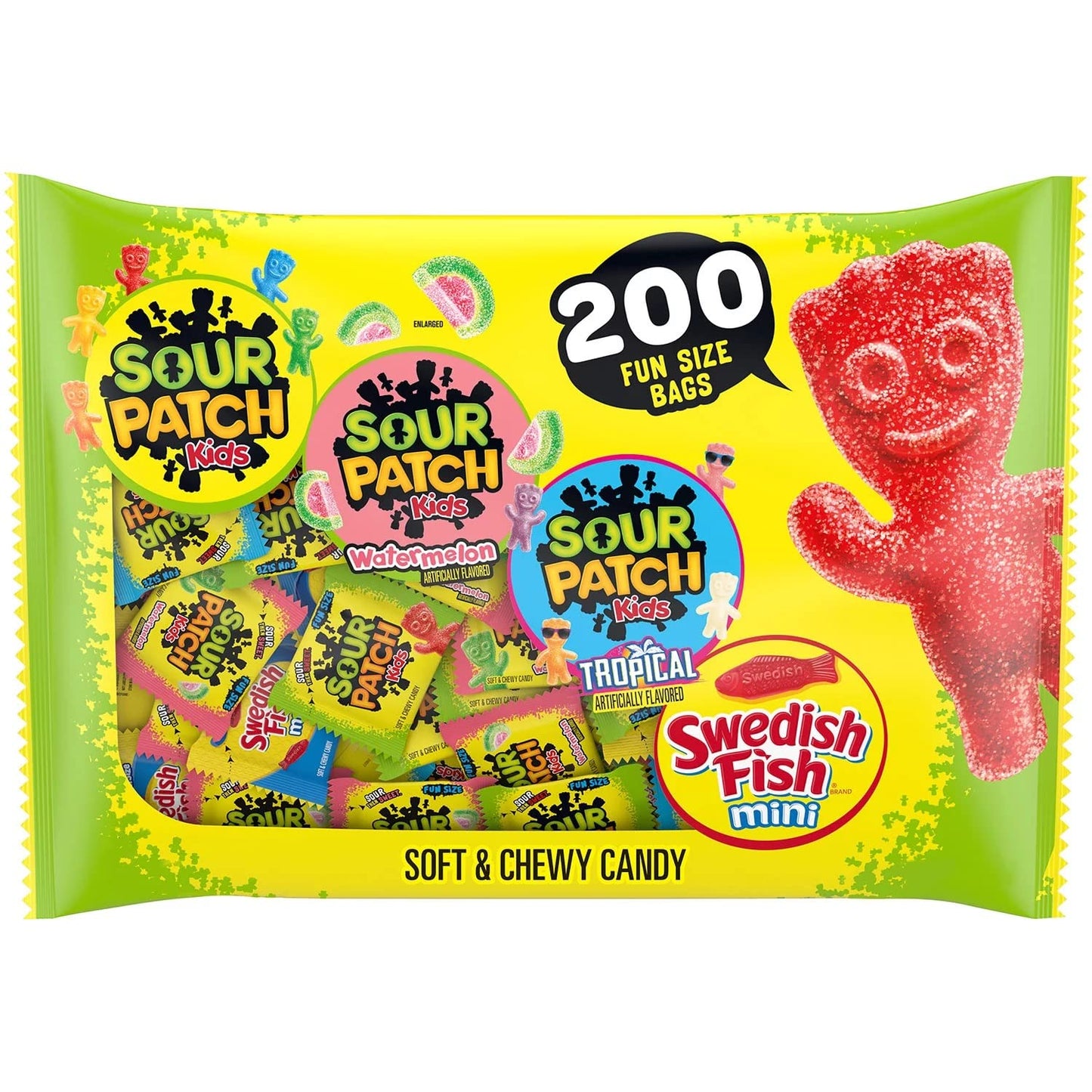 Sour Patch Kids and Swedish Fish - Mini dulces suaves y masticables (200 unidades)