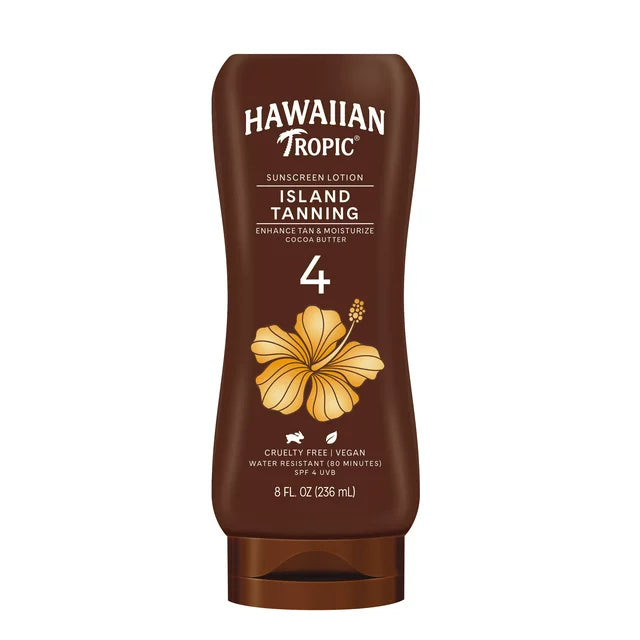 Hawaiian Tropic Island Tanning Sunscreen Lotion, SPF 4, 8 oz