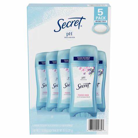 Secret Invisible Solid Antiperspirant and Deodorant, Powder Fresh (2.1 oz., 5 pk.)