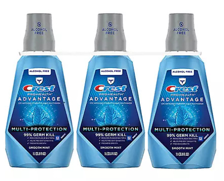 Crest Pro-Health Advantage Multi-Protection Mouthwash, Smooth Mint (33.8 fl. oz., 3 pk.)